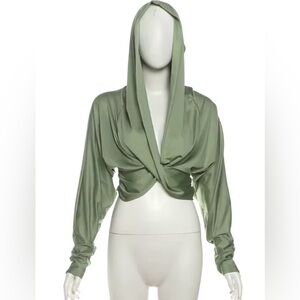 Sage Green Hooded Wrap Top